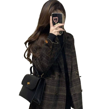 Dámsky bezrukávový blazér z vlneného zmesi s geometrickým vzorom, sako golier, pravidelná dĺžka, úzky strih