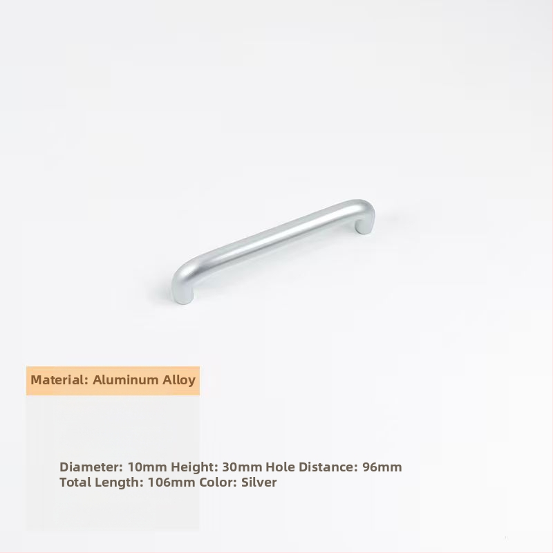 Rukoväť na zásuvku a dvere z hliníkovej zliatiny s anodizovaným povrchom, guľatá trubka, vhodné pre šatník, skrinku, zásuvku a dvere - ľahký luxusný štýl