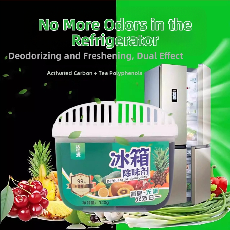 Qiwang Dezodor do chladničky s aktívnym uhlím a čajovými polyfenolmi – antibakteriálne, odstraňuje zápachy, udržiava čerstvosť, 120 g, krabica 60 kusov, kód 2377