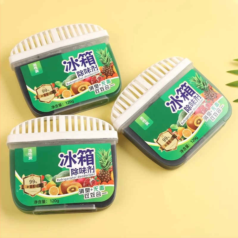 Qiwang Dezodor do chladničky s aktívnym uhlím a čajovými polyfenolmi – antibakteriálne, odstraňuje zápachy, udržiava čerstvosť, 120 g, krabica 60 kusov, kód 2377