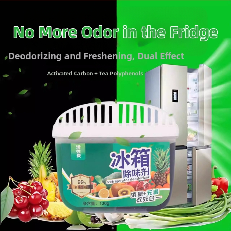 Šaldytuvo dezodorantas su aktyviuoju angliu ir arbatų polifenoliais – šalina kvapus, išlaiko šviežumą; dėžutėje 60 vienetų; grynasis svoris 120 g