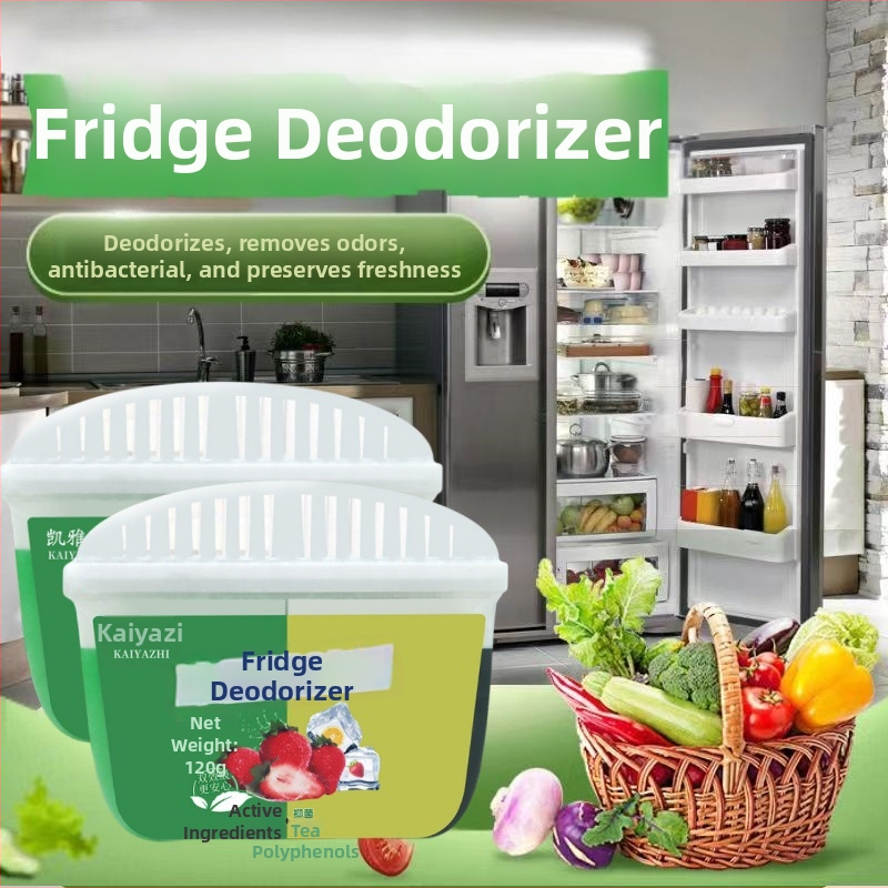 Chladničkový deodorant – viacfunkčný prostriedok na odstránenie zápachu s čajovými polyfenolmi + aktívnym uhlím, 120 g, Guangdong pôvod, Kaiazhi