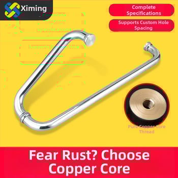 Držadlo pre sprchovú kabínu z nehrdzavejúcej ocele 304, rozstup dier 440 mm, jemne leštený povrch, moderný minimalistický štýl