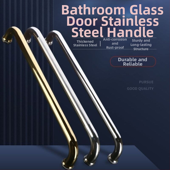 Držadlo pre sprchovú kabínu z nehrdzavejúcej ocele 304, rozstup dier 440 mm, jemne leštený povrch, moderný minimalistický štýl