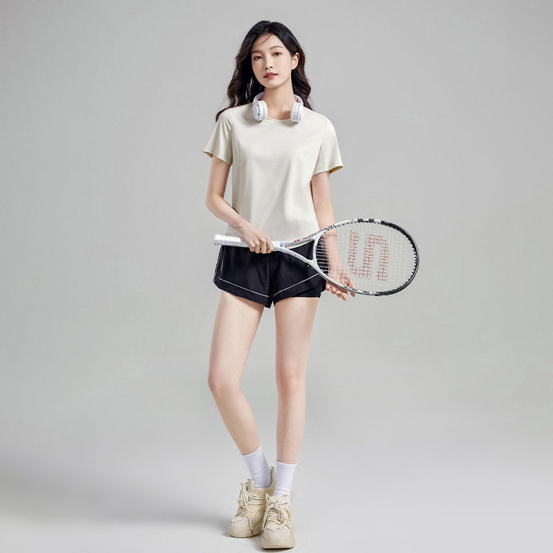 Dámske Ice Silk rýchloschnúce tričko, slnečná ochrana, priedušné, krátke rukávy, okrúhly výstrih, voľný strih