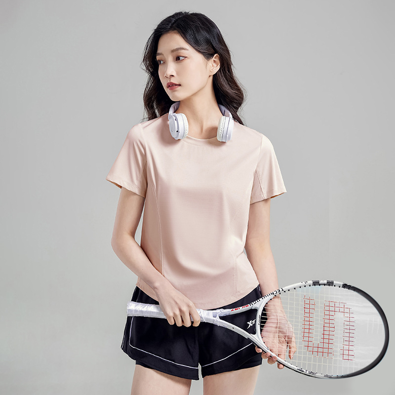 Dámske Ice Silk rýchloschnúce tričko, slnečná ochrana, priedušné, krátke rukávy, okrúhly výstrih, voľný strih