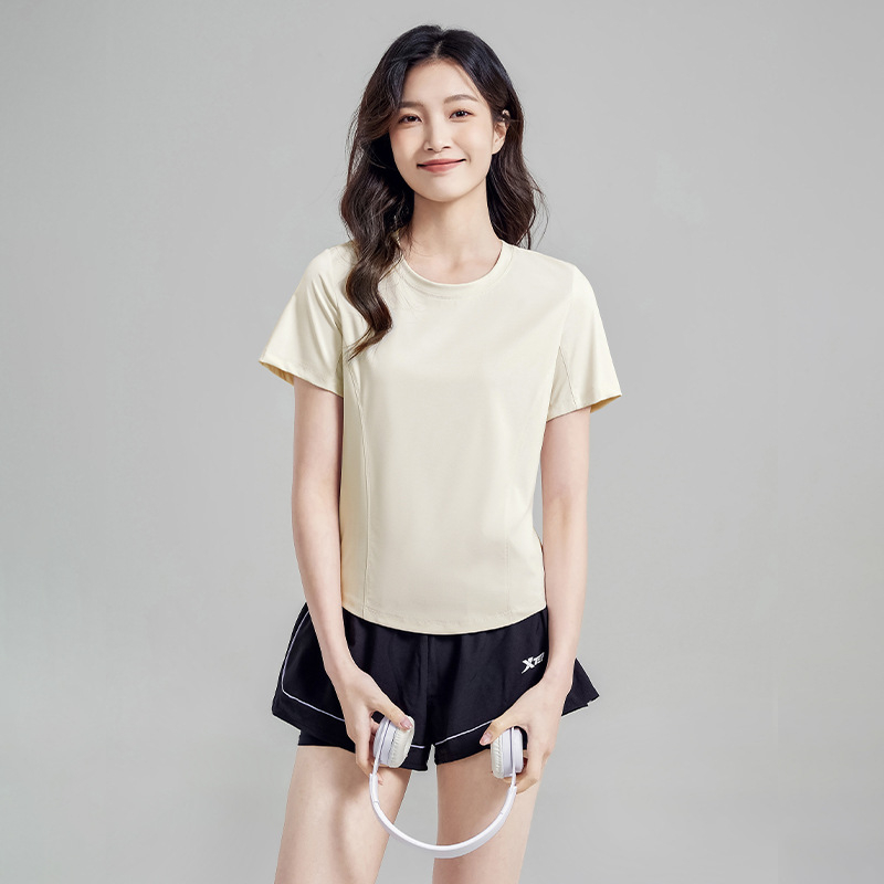 Dámske Ice Silk rýchloschnúce tričko, slnečná ochrana, priedušné, krátke rukávy, okrúhly výstrih, voľný strih