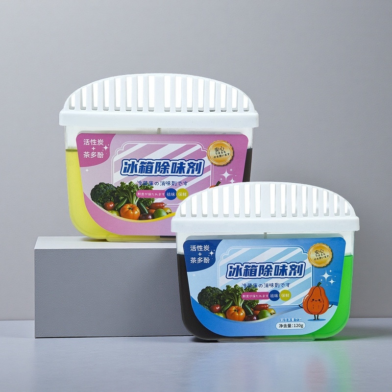 Chladničkový deodorantný box s čajovými polyfenolmi, aktívnym uhlím, antibakteriálnym čistením a absorpciou zápachu (120 g/krabica); svieži vôňa; značka JYNB