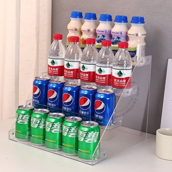 6-úrovňový stolný regál na nápoje, priehľadný plast, jednoduchý moderný štýl, schodovitý dizajn, na občerstvenie a džúsy, pre kempovanie