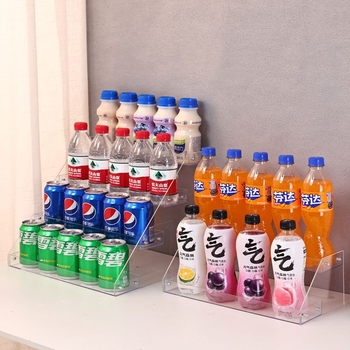 6-úrovňový stolný regál na nápoje, priehľadný plast, jednoduchý moderný štýl, schodovitý dizajn, na občerstvenie a džúsy, pre kempovanie