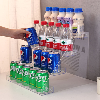 6-úrovňový stolný regál na nápoje, priehľadný plast, jednoduchý moderný štýl, schodovitý dizajn, na občerstvenie a džúsy, pre kempovanie