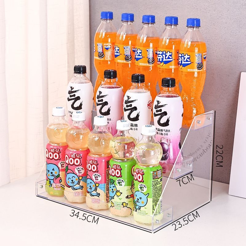 6-úrovňový stolný regál na nápoje, priehľadný plast, jednoduchý moderný štýl, schodovitý dizajn, na občerstvenie a džúsy, pre kempovanie