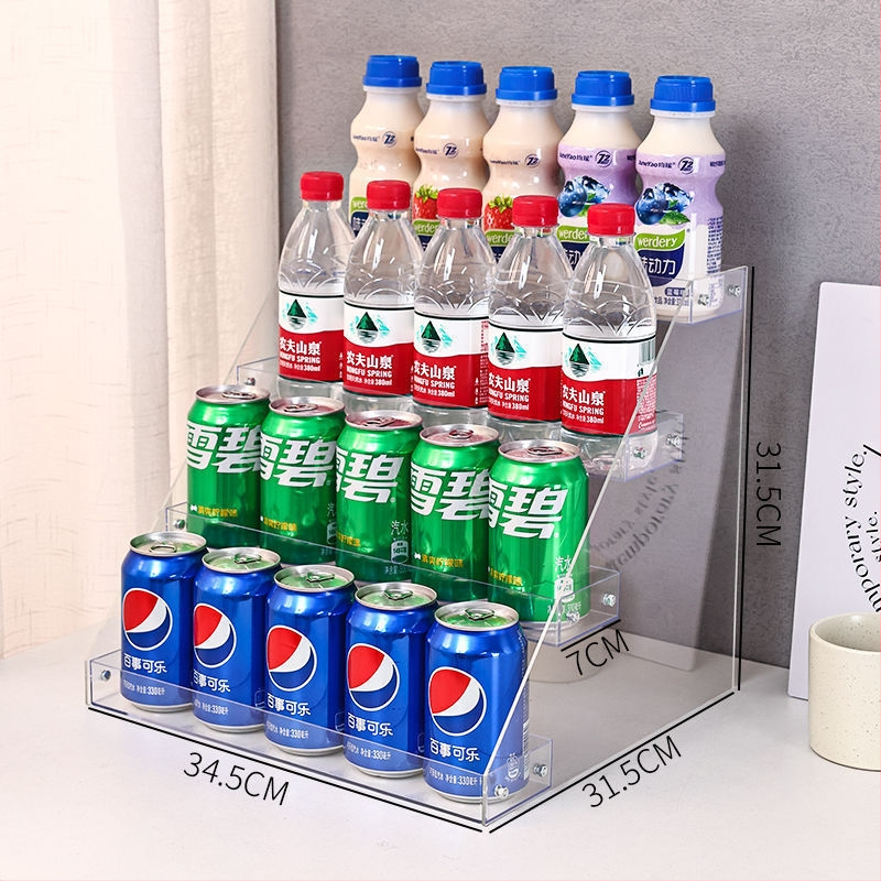 6-úrovňový stolný regál na nápoje, priehľadný plast, jednoduchý moderný štýl, schodovitý dizajn, na občerstvenie a džúsy, pre kempovanie