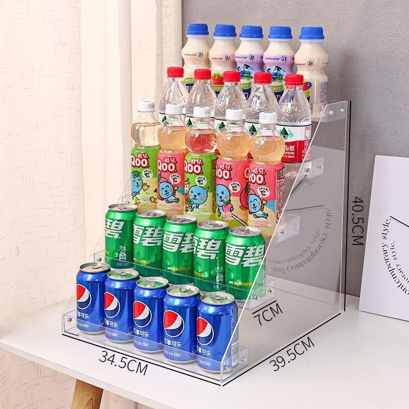 6-úrovňový stolný regál na nápoje, priehľadný plast, jednoduchý moderný štýl, schodovitý dizajn, na občerstvenie a džúsy, pre kempovanie