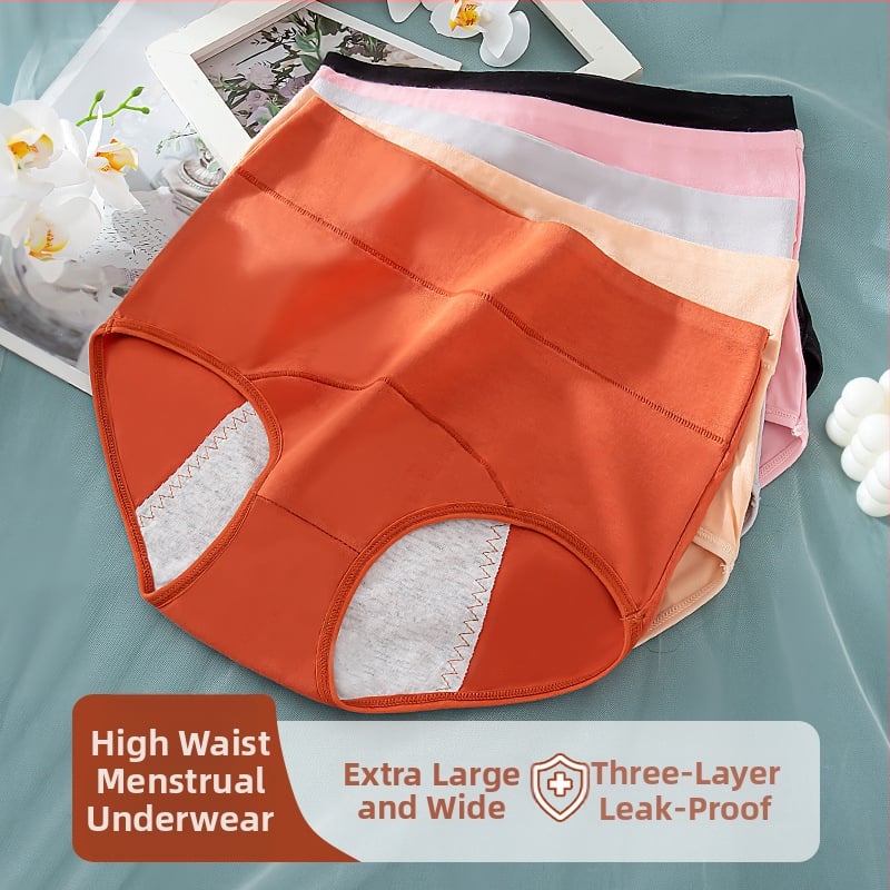 Vysokopásové bavlnené nohavičky pre menštruáciu, 95% bavlna, 5% elastán, výstelka v rozkroku 100% bavlna