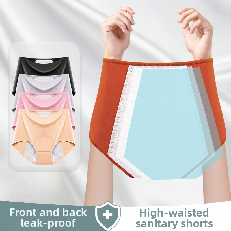 Kõrge vööga puuvillane aluspesu menstruatsiooniks, 95% puuvill, 5% elastaan, intiimpiirkonna vooder 100% puuvill