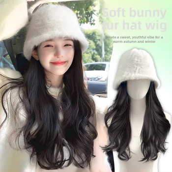 Paruka s klobúkom pre ženy, dlhé kučeravé vlasy, prirodzený vzhľad, dlhé vlasy, vysokoteplotný drôt, úplné prekrytie hlavy