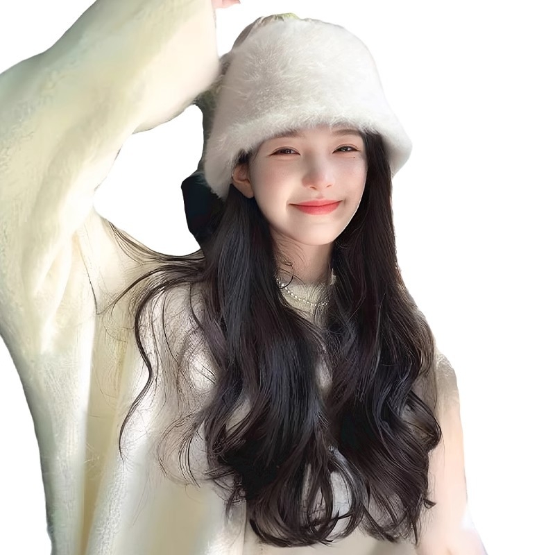 Paruka s klobúkom pre ženy, dlhé kučeravé vlasy, prirodzený vzhľad, dlhé vlasy, vysokoteplotný drôt, úplné prekrytie hlavy