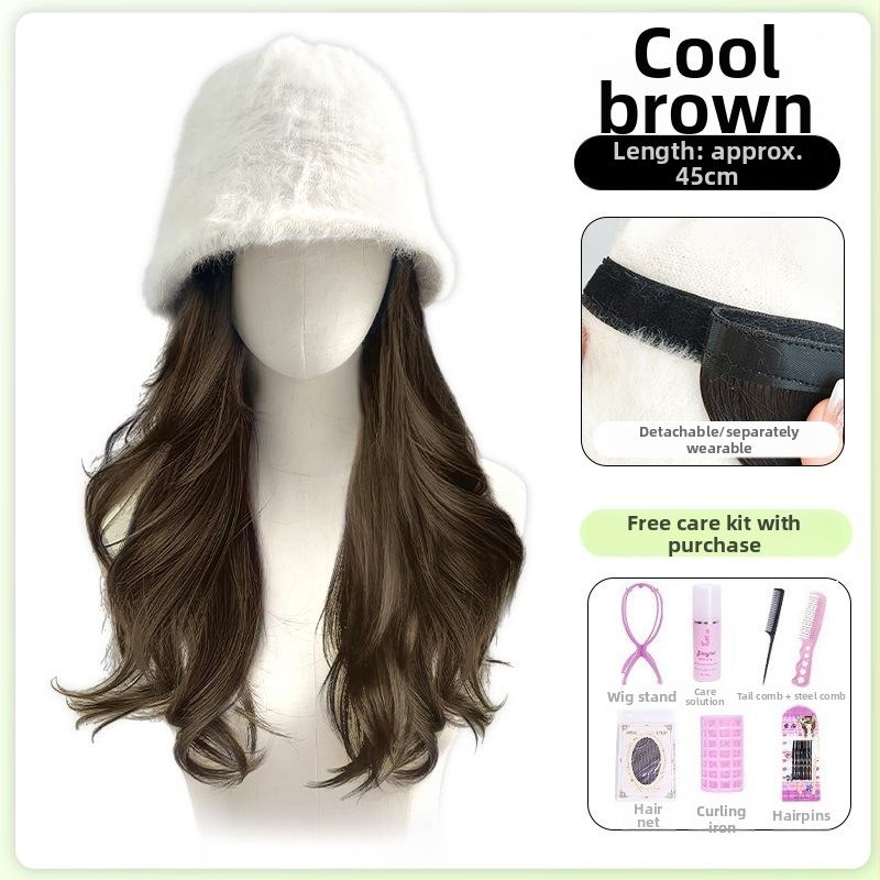 Paruka s klobúkom pre ženy, dlhé kučeravé vlasy, prirodzený vzhľad, dlhé vlasy, vysokoteplotný drôt, úplné prekrytie hlavy