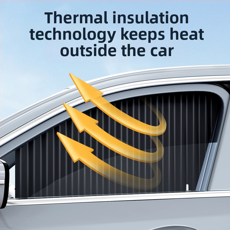 Slnečník do okien auta, univerzálna bočná záclona s vloženou koľajnicou, montáž zacvaknutím, PVC materiál