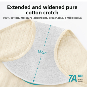 Manštruačné nohavičky, stredný pás, priedušné a antibakteriálne, hlavný materiál 90–95% bavlna, výstelka 100% bavlna, proti úniku