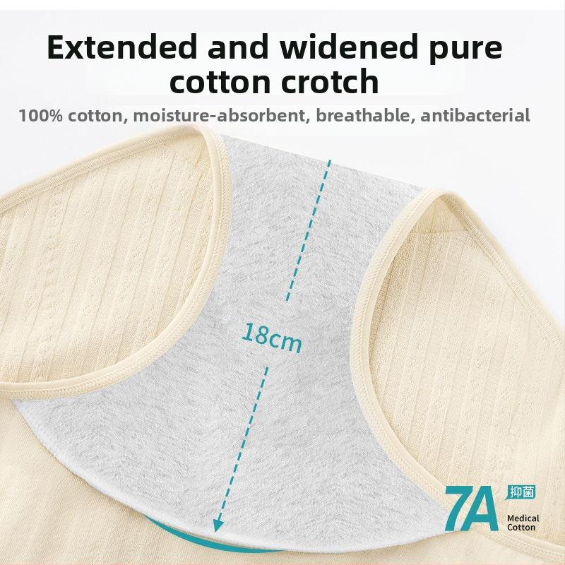 Manštruačné nohavičky, stredný pás, priedušné a antibakteriálne, hlavný materiál 90–95% bavlna, výstelka 100% bavlna, proti úniku