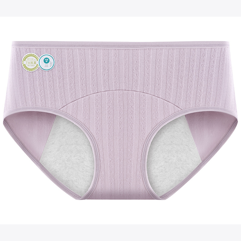 Manštruačné nohavičky, stredný pás, priedušné a antibakteriálne, hlavný materiál 90–95% bavlna, výstelka 100% bavlna, proti úniku