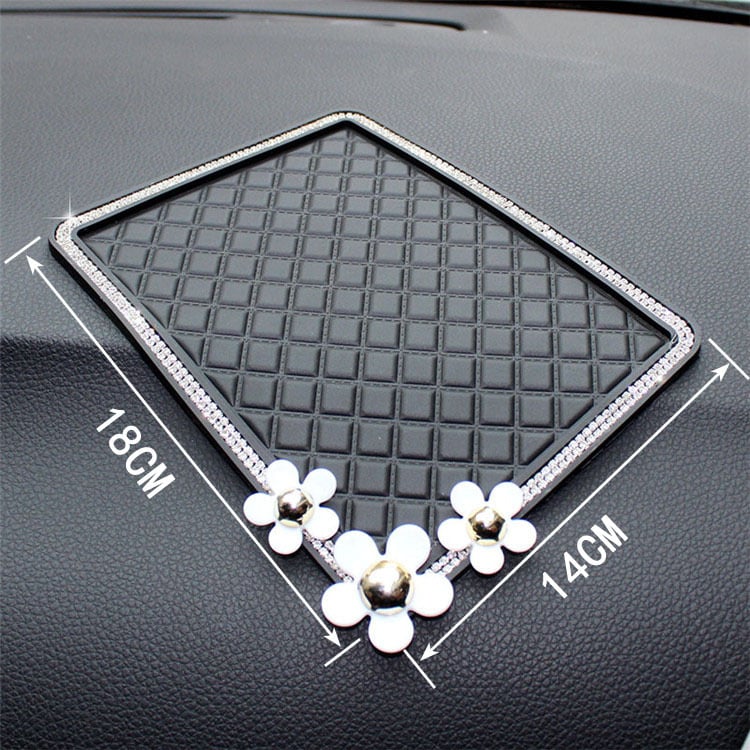 Automobilová ozdobná dekorácia – protišmytická podložka s diamantovou kaméliou, PU, prispôsobiteľné, značka Purple Yuchen Lan