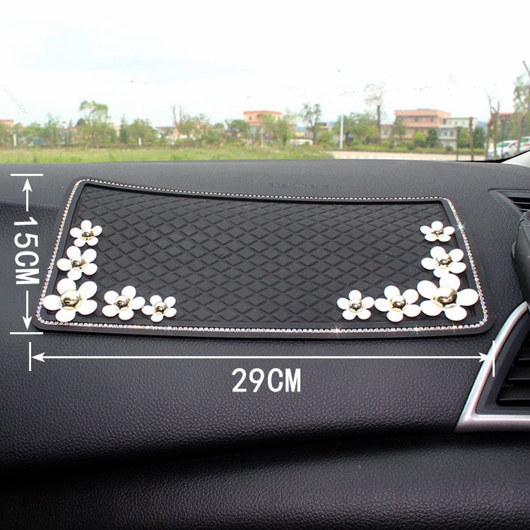 Automobilová ozdobná dekorácia – protišmytická podložka s diamantovou kaméliou, PU, prispôsobiteľné, značka Purple Yuchen Lan