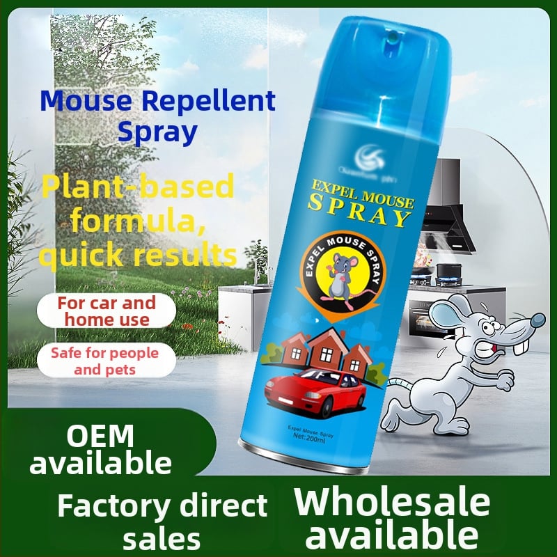 Prenosný sprej na odpudenie myší – 200 ml, netoxický, pre domácnosť, vnútorné použitie