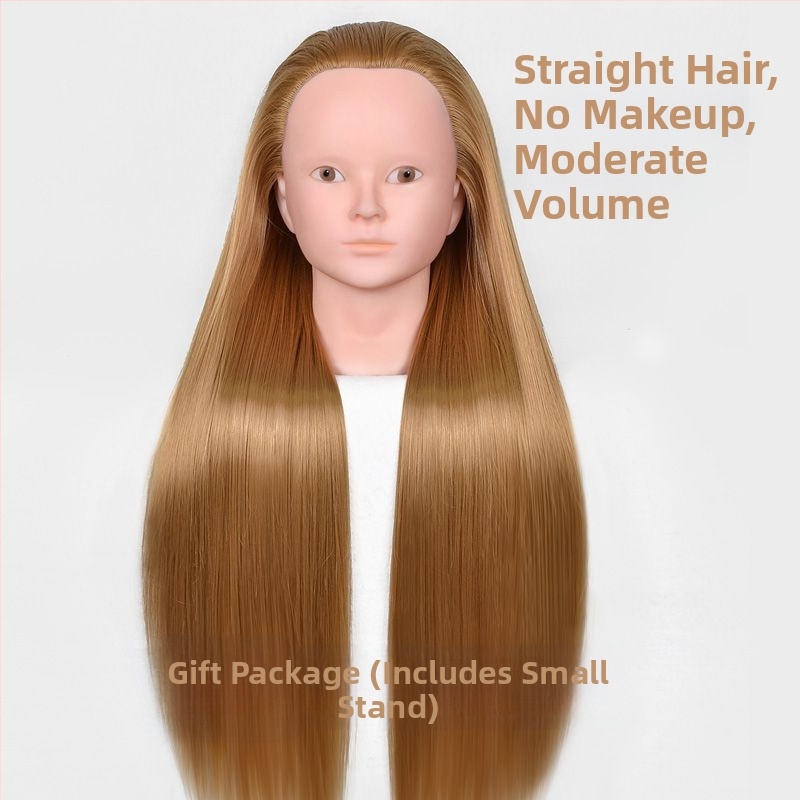 Model hlavy parochne na nácvik stylingu — vlasy z vysokoteplotného hodvábu, dlhé rovné vlasy s ofinkou, značka Qiaoxi, univerzálne použitie, kategória parochne