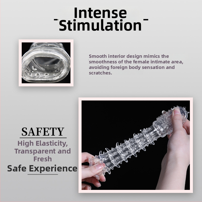 Dzimumlocekļa aizsargs ar asu tekstūru un stingru piegulšanu — materiāls: maigais līme, Wolf Totem, pieaugušo rotaļlieta, bez lubrikanta