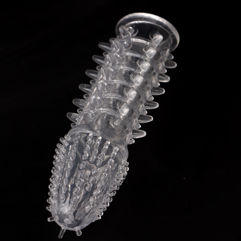 Penisový návlek s tŕňovou textúrou a pevným priliehaním — materiál: mäkké lepidlo, Wolf Totem, hračka pre dospelých, bez lubrikantu