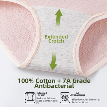 Dámske nohavičky na obdobie z bavlny s antibakteriálnou ochranou a ochranou proti úniku (95–100% bavlna; podšívka rozkroku 100% bavlna; stredná výška pásu; pletený materiál; vhodné pre všetky ročné obdobia)