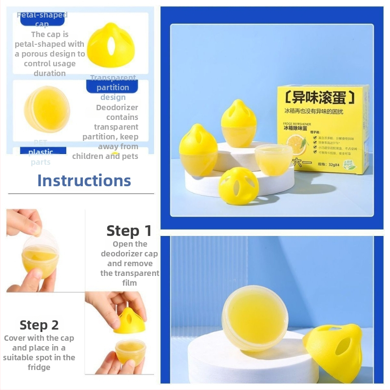 Chladničkový deodorant s pomarančovou vôňou, 32 g, balenie 4 kusy, model Chuanliu