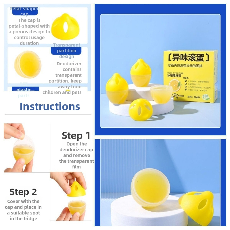 Chladničkový deodorant s pomarančovou vôňou, 32 g, balenie 4 kusy, model Chuanliu