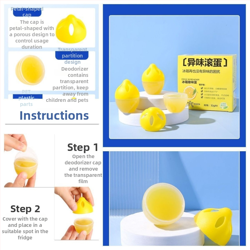 Chladničkový deodorant s pomarančovou vôňou, 32 g, balenie 4 kusy, model Chuanliu