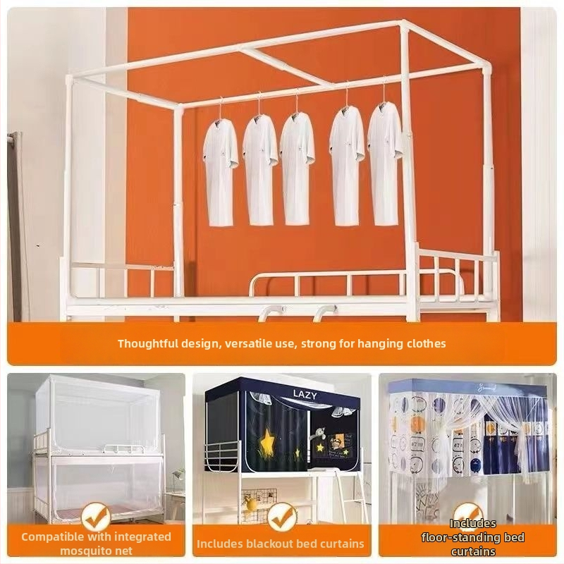 Rozťahovateľný maľovaný rám postele pre sieť proti komárom pre jednolôžko, rám z železa s trubami z vláknového skla, bez inštalácie, univerzálne použitie