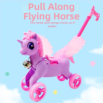 Ručne tlačený lietajúci kôň pre deti — interaktívna hračka na tlačenie, plast, 4–6 rokov