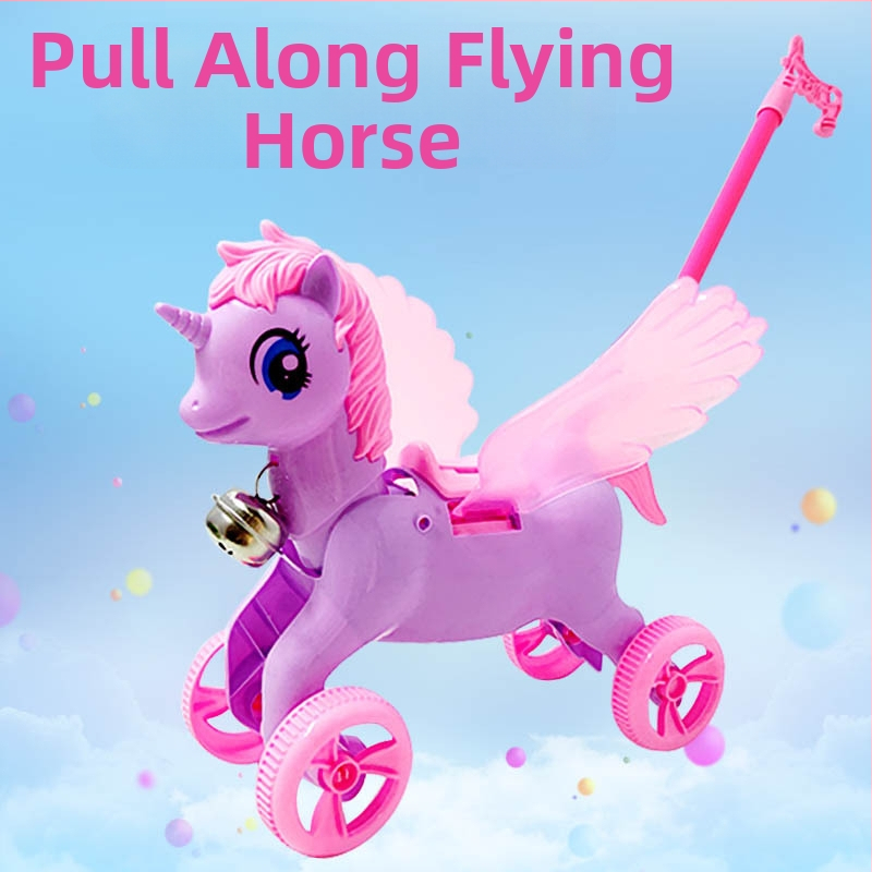 Rokā pārvietojams lidojošais zirgs bērniem — interaktīva spēļu rotaļlieta, plastmasa, vecums 4–6 gadi