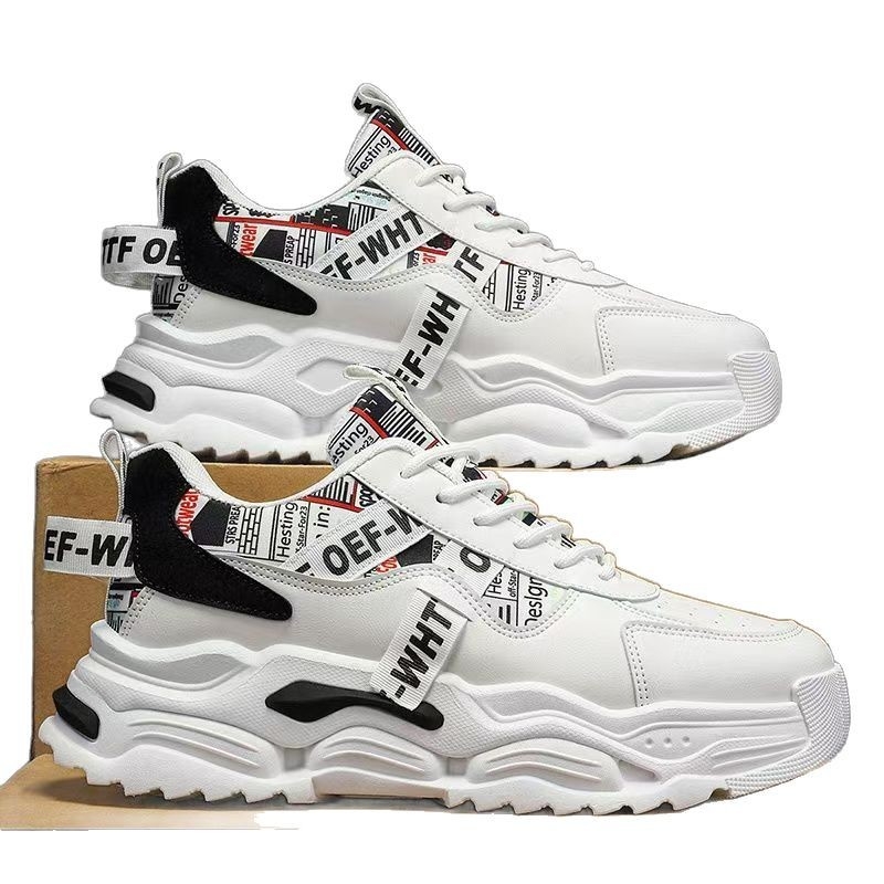 Pánske priedušné tenisky z umelej kože, nízky profil, guľatý nos, gumová podrážka