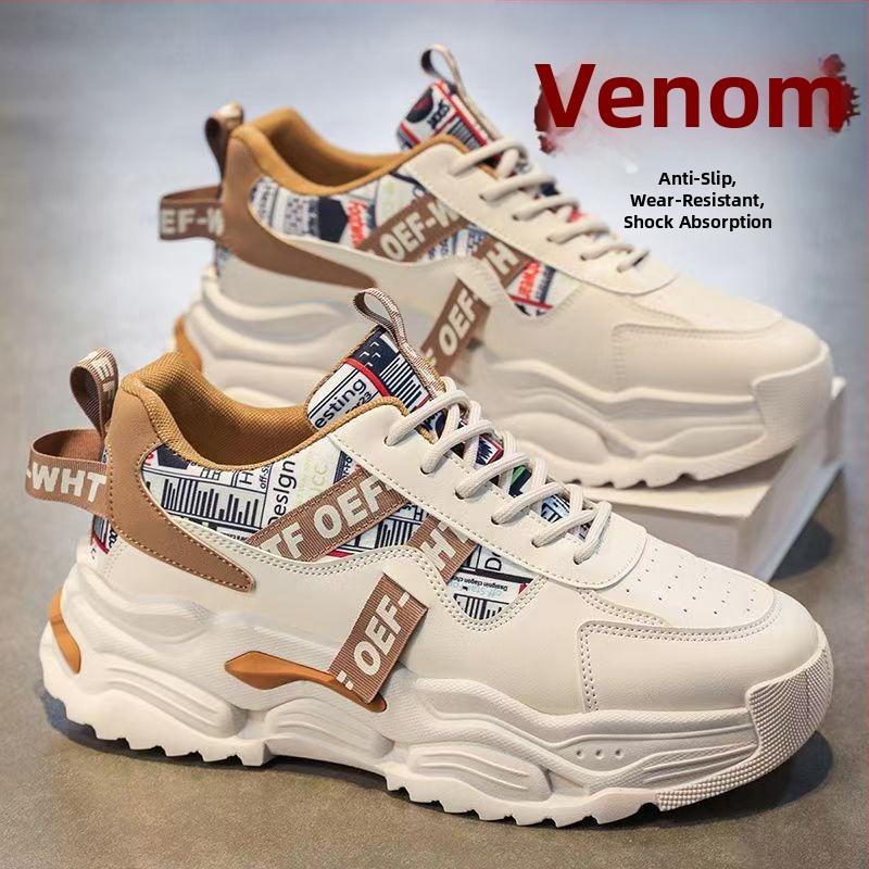 Pánske priedušné tenisky z umelej kože, nízky profil, guľatý nos, gumová podrážka