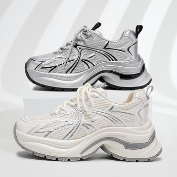 Dámske tenisky Dad Sneakers s vrchným materiálom Super Fiber, guľatá špička, plochá päta, sieťovinová podšívka, šnúrky