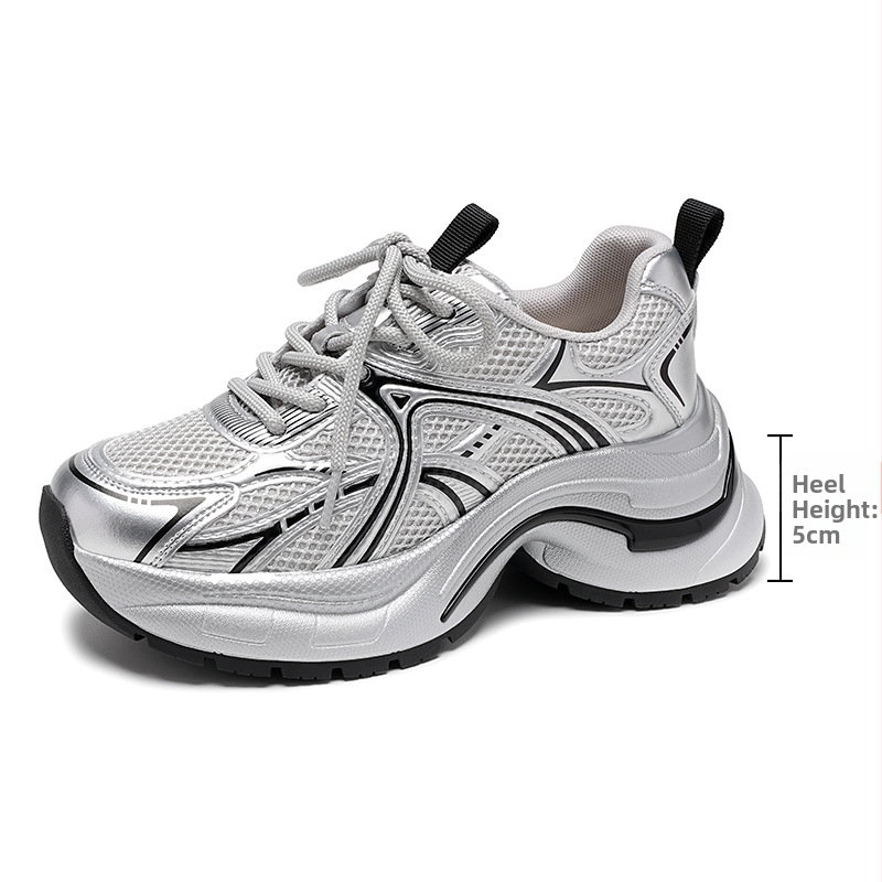 Dámske tenisky Dad Sneakers s vrchným materiálom Super Fiber, guľatá špička, plochá päta, sieťovinová podšívka, šnúrky