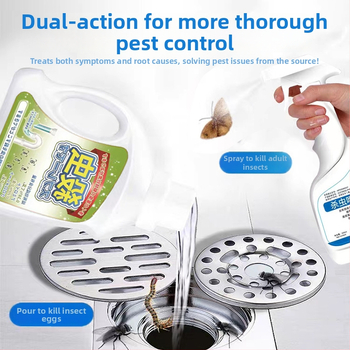 Tekutý insekticíd pre kanalizáciu a potrubia (kúpeľňa a kuchyňa) – značka Yuhong; cieľové druhy: lietajúce škodcovia, šváby, mnohoprstovce a komáre