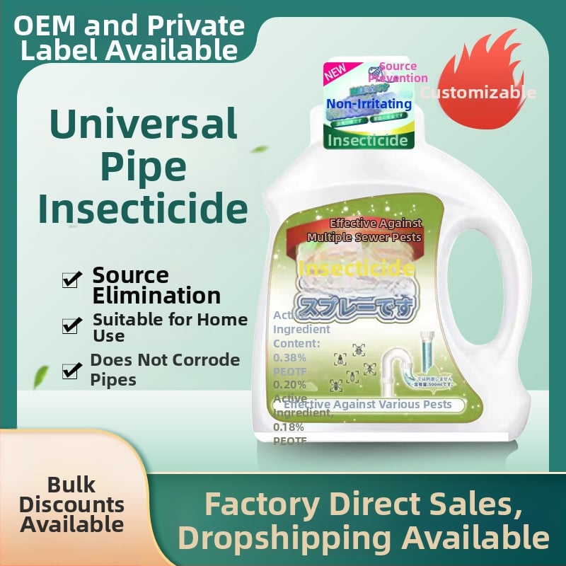Tekutý insekticíd pre kanalizáciu a potrubia (kúpeľňa a kuchyňa) – značka Yuhong; cieľové druhy: lietajúce škodcovia, šváby, mnohoprstovce a komáre