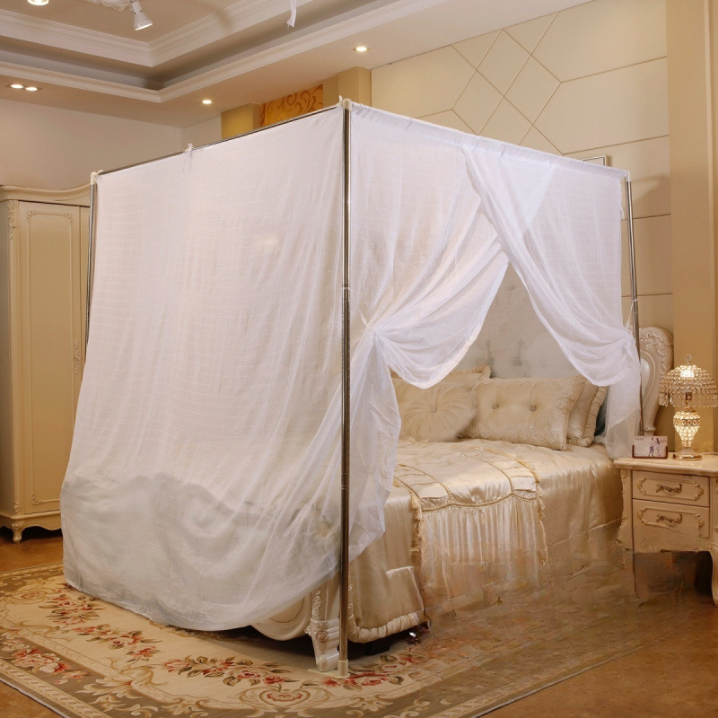 Sieť proti komárom na posteli, s jednými dverami, z nehrdzavejúcej ocele, nosná rúra z nehrdzavejúcej ocele, montáž potrebná