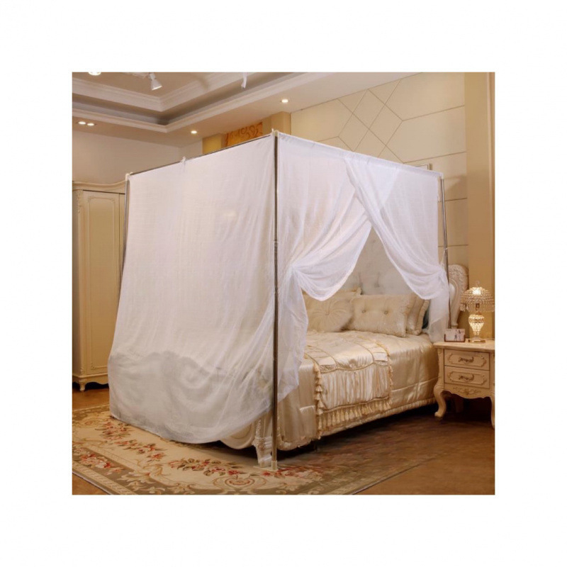 Sieť proti komárom na posteli, s jednými dverami, z nehrdzavejúcej ocele, nosná rúra z nehrdzavejúcej ocele, montáž potrebná