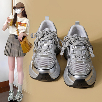 Dámske tenisky typu Dad Shoes s horným mikrovláknom + sieťovinou, výška podrážky 6–8 cm, šnurovanie, podrážka PVC, vnútorná stielka PU + bavlna Dali