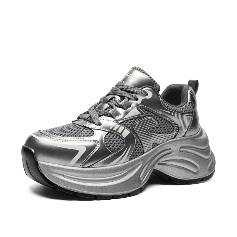 Dámske tenisky typu Dad Shoes s horným mikrovláknom + sieťovinou, výška podrážky 6–8 cm, šnurovanie, podrážka PVC, vnútorná stielka PU + bavlna Dali